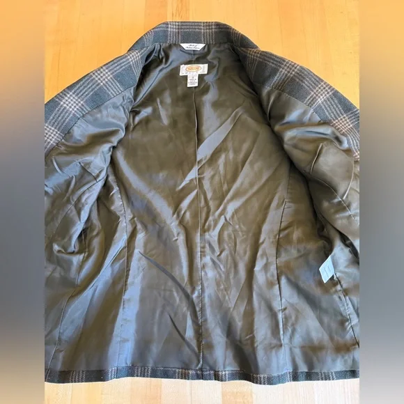 Talbots Plaid Wool Blazer 2 Petite Hunter Green *Made in USA - Picture 4 of 10